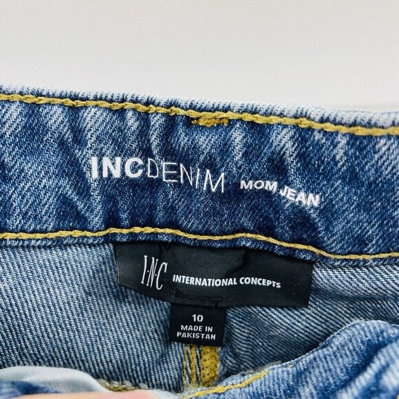 INC International Concepts Womens Size 10 High Rise Ripped Mom Jeans Dark Indigo - Picture 9 of 11